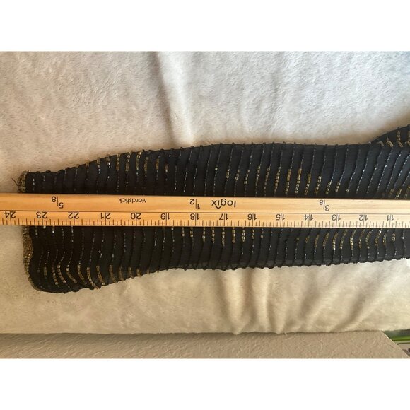 Leslie Fay Evenings Sz Medium-Large Beaded Formal Jacket Black & Gold Silk 90's - Picture 10 of 13